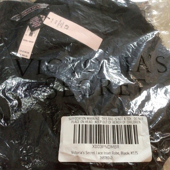 Victoria’s Secret Lace Inset Satin Robe in Black sz med/lg - Picture 5 of 7